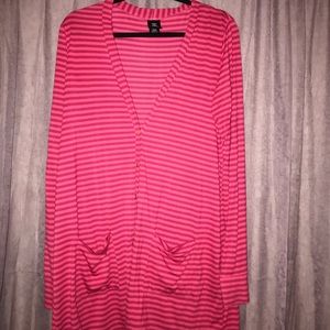 Agnes & Dora pink striped button up cardigan